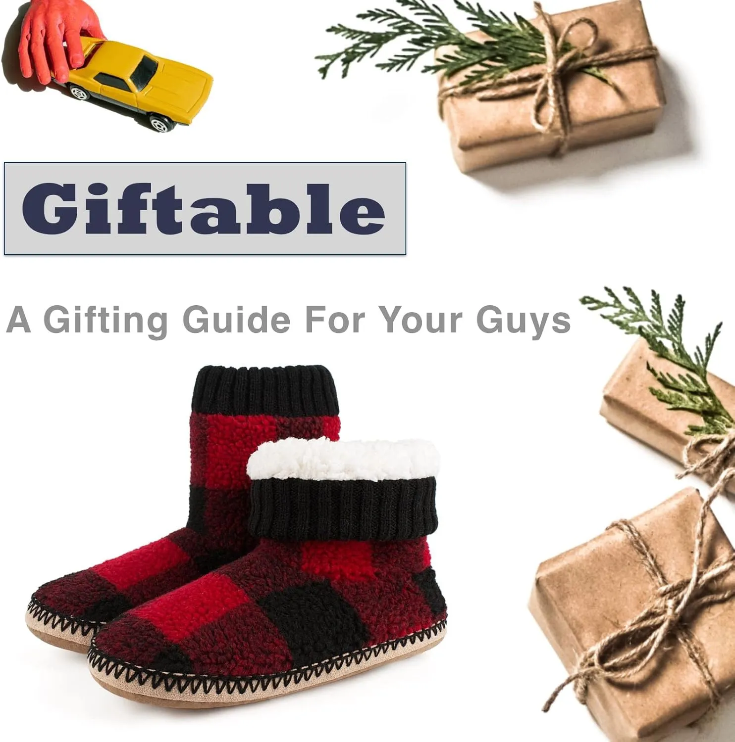 Men's Warm Up House Boots, Thick Fuzzy Sherpa Fleece Winter Moccasin Socks Non-slip Soles, Cozy Soft Comfy Indoor Shoes Rubber Grippers