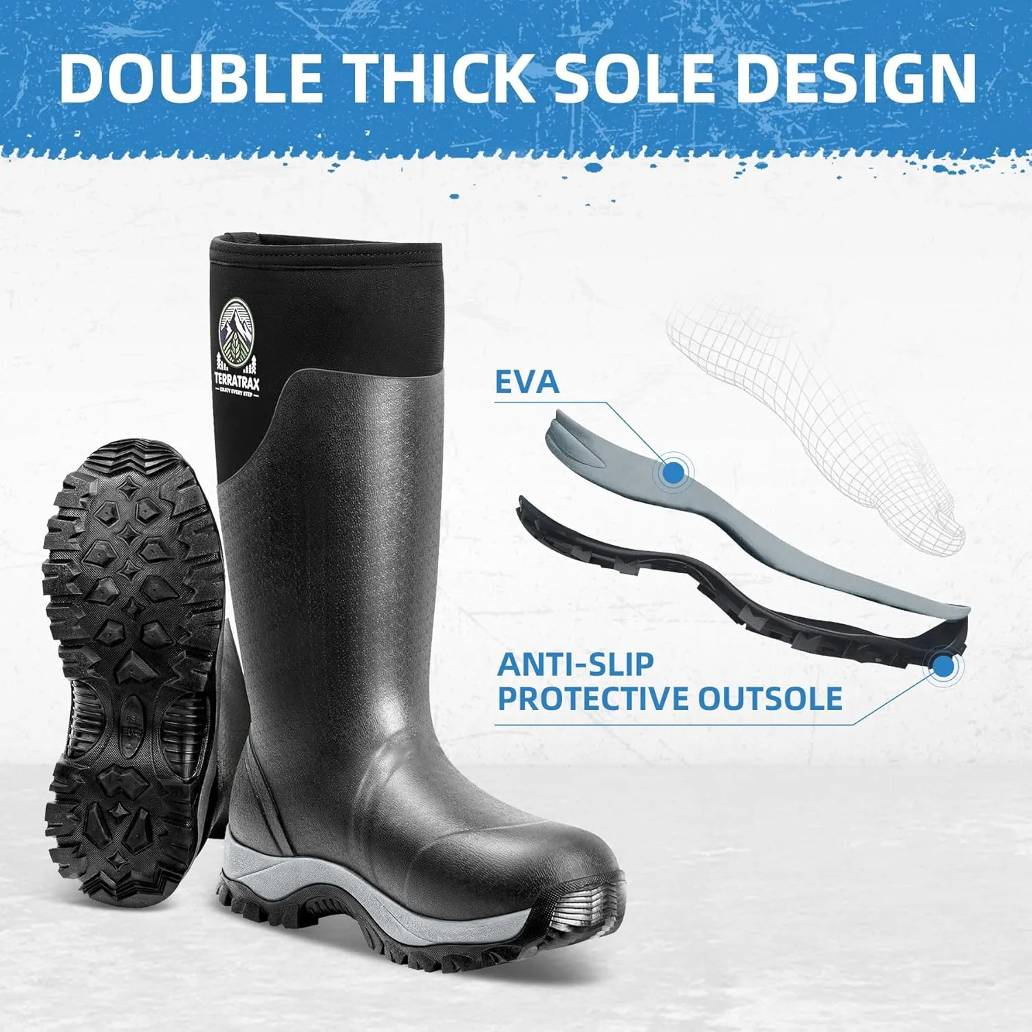 Men's Waterproof Insulated Rubber Hunting Boots – 6mm Neoprene Rain Boots for Outdoor Work, Fishing, Farming & Gardening