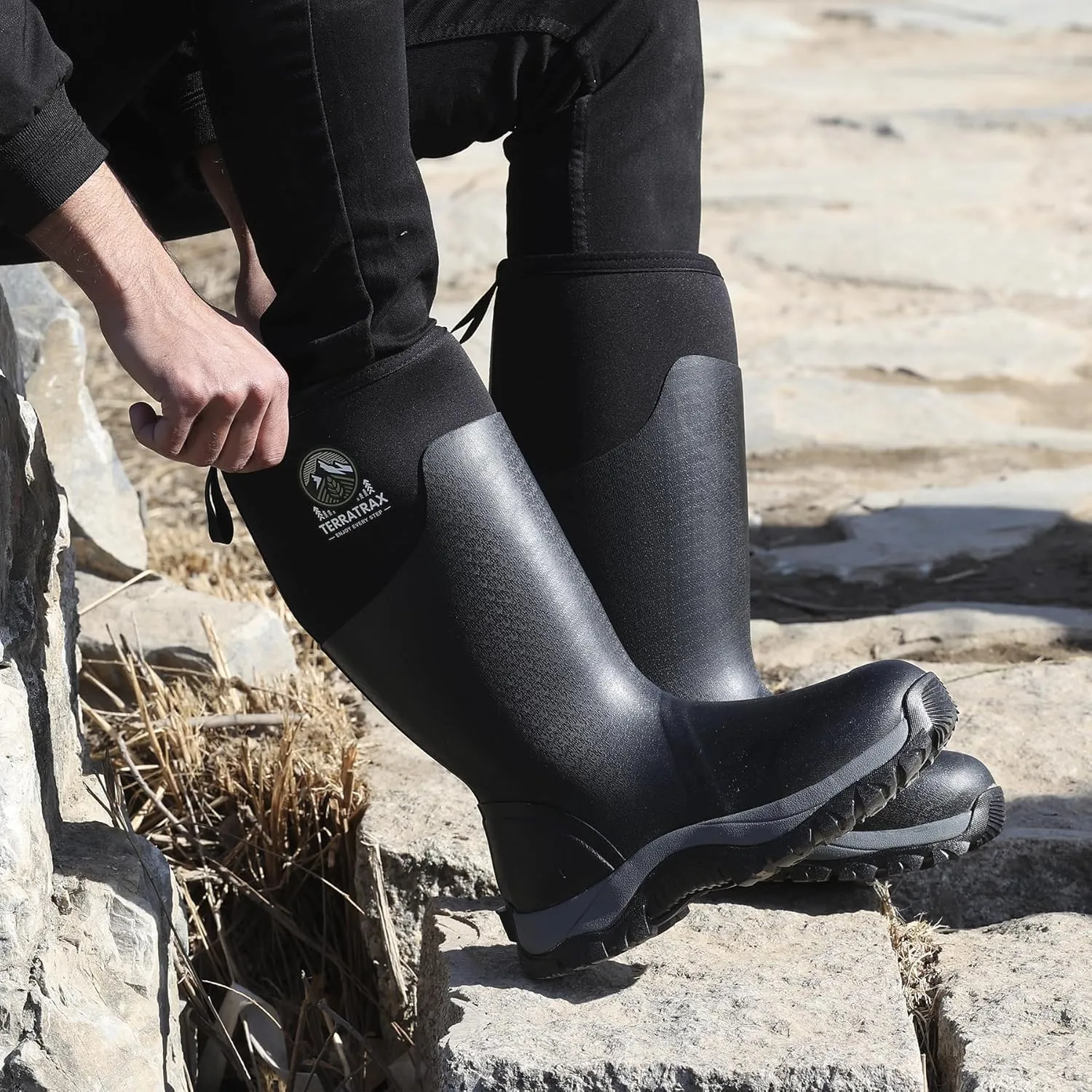 Men's Waterproof Insulated Rubber Hunting Boots – 6mm Neoprene Rain Boots for Outdoor Work, Fishing, Farming & Gardening