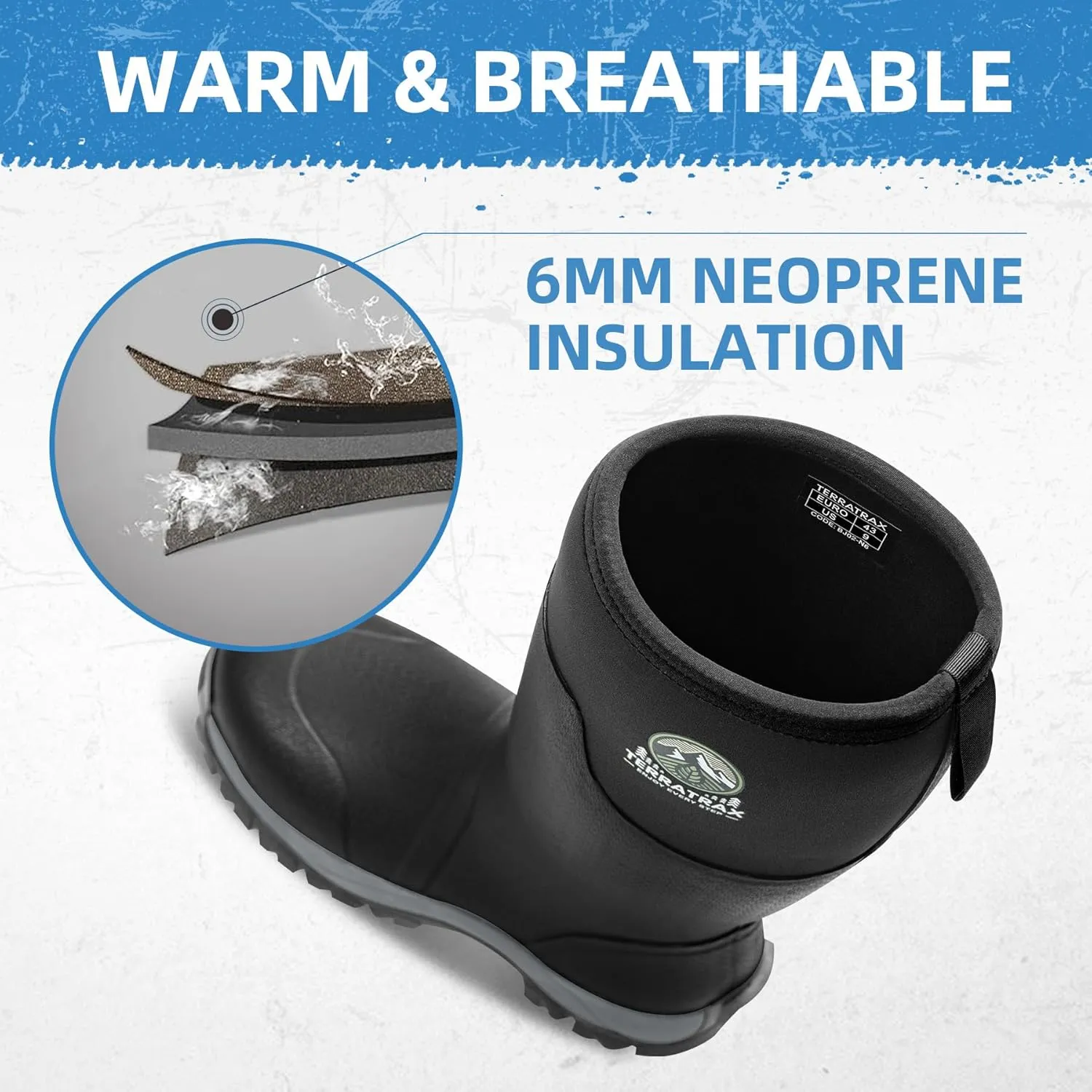 Men's Waterproof Insulated Rubber Hunting Boots – 6mm Neoprene Rain Boots for Outdoor Work, Fishing, Farming & Gardening