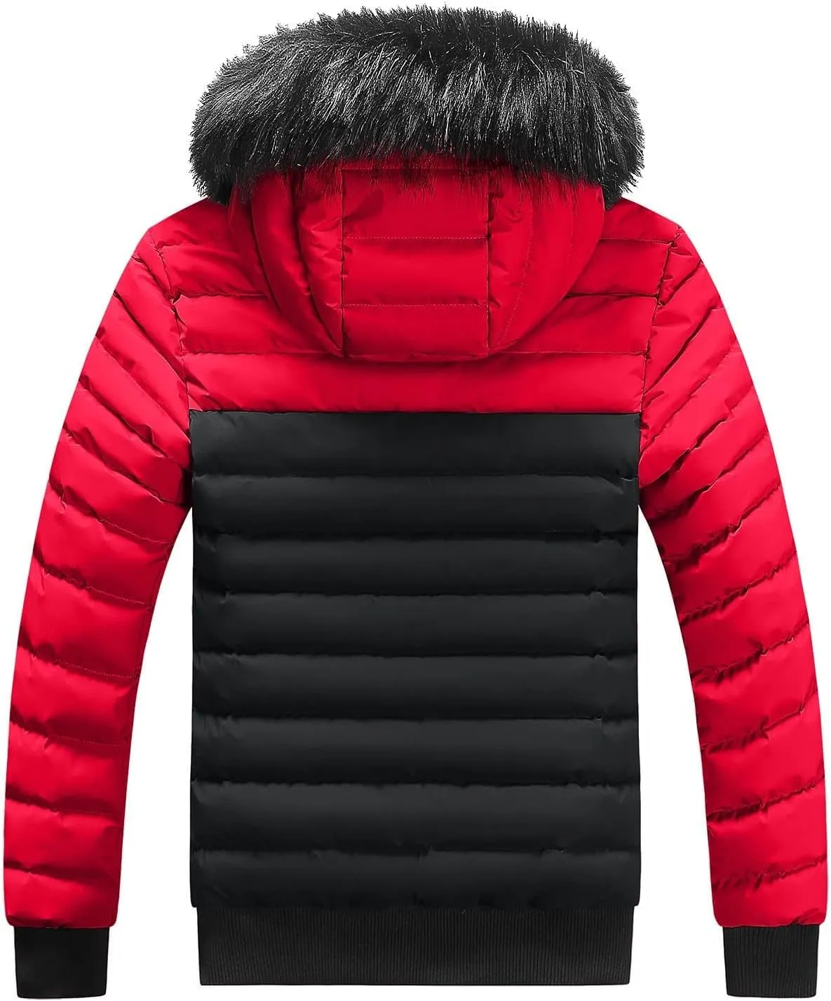 Mens Winter Jacket Warm Down Jacket Full Zip Puffer Jacket Quilted Insulated Jacket with Hood for Business
