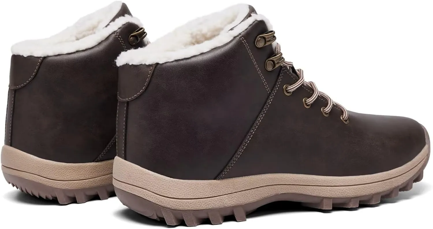 Mens Winter Warm Snow Boots Fur Lined Water Resistant Non-Slip Insulated Waterprof Winter Hiking Wrok Shoes