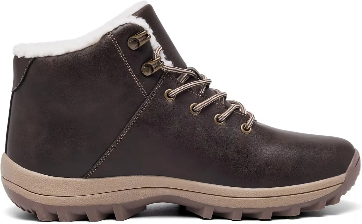 Mens Winter Warm Snow Boots Fur Lined Water Resistant Non-Slip Insulated Waterprof Winter Hiking Wrok Shoes