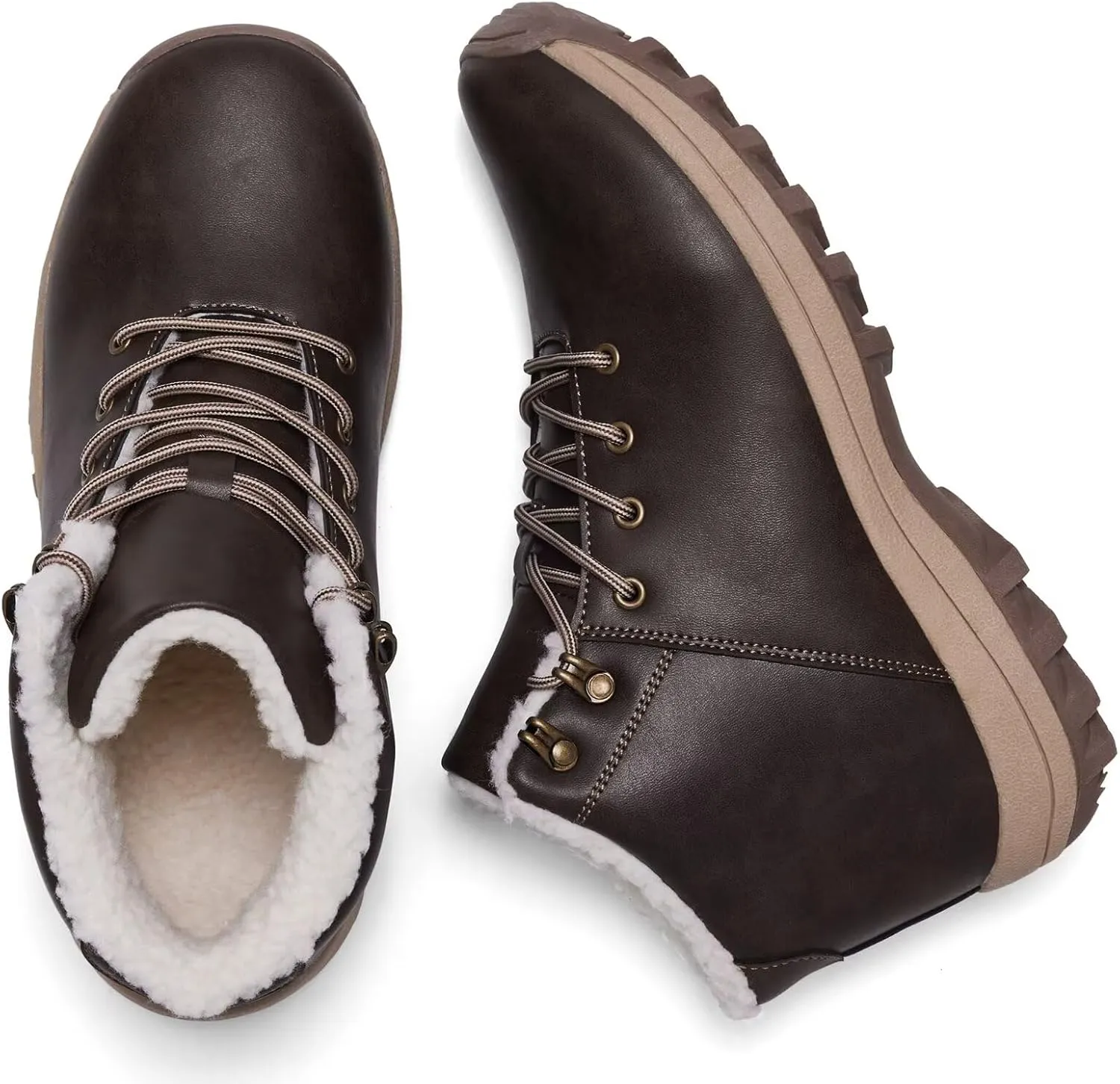 Mens Winter Warm Snow Boots Fur Lined Water Resistant Non-Slip Insulated Waterprof Winter Hiking Wrok Shoes