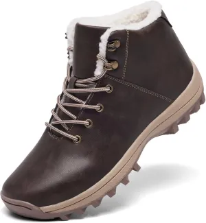 Mens Winter Warm Snow Boots Fur Lined Water Resistant Non-Slip Insulated Waterprof Winter Hiking Wrok Shoes