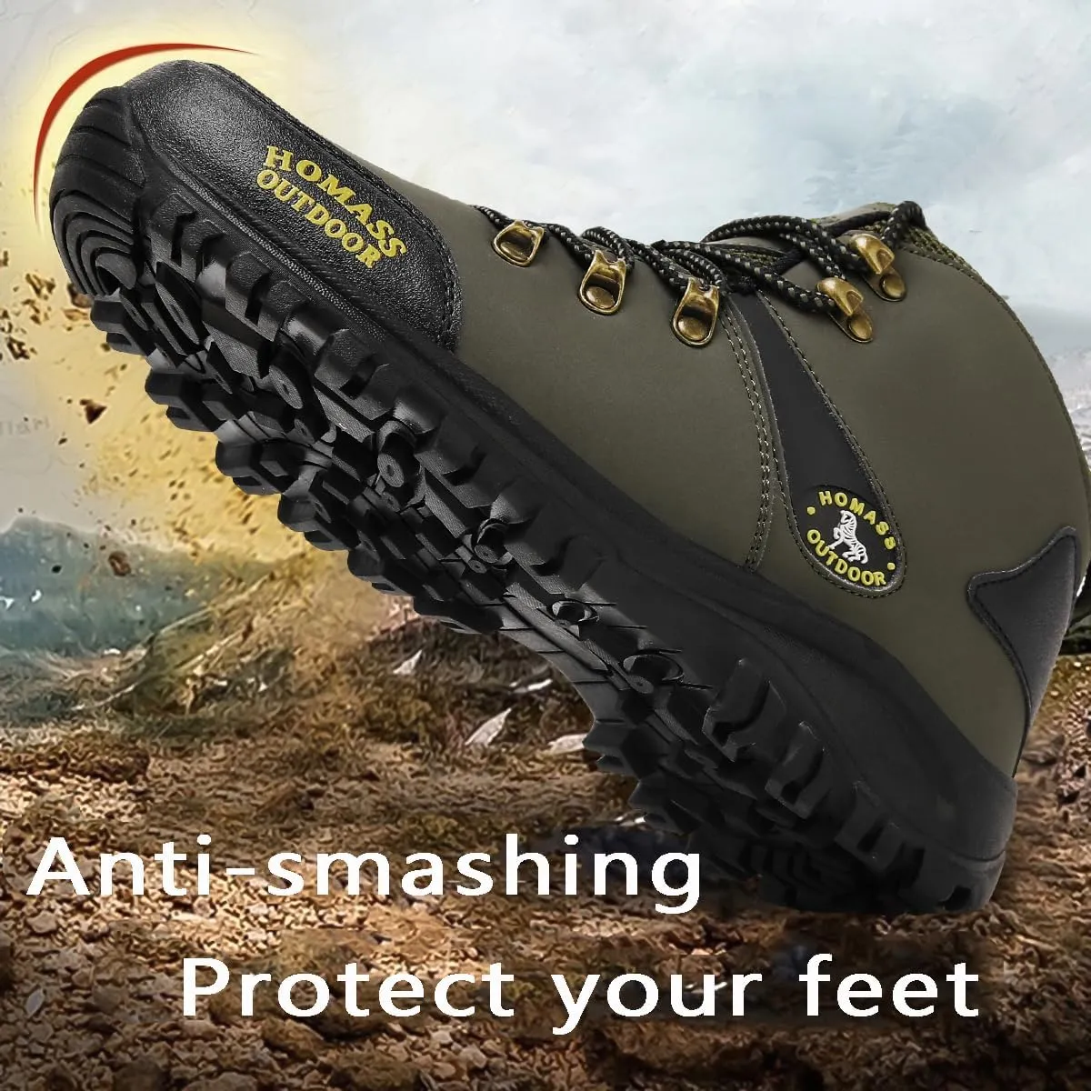 Men's work boots Waterproof Hiking Boots,thermal Leather Ankle Snow Boots for Outdoor Climbing, Trekking, Backpacking, and Trekking