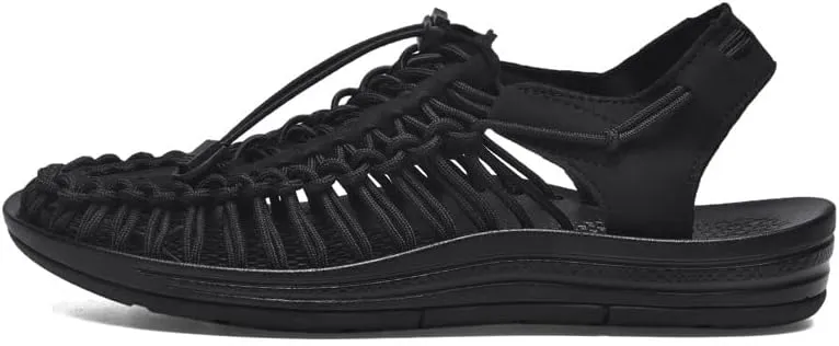 Men's Wrap Toes Breathable Flat Sandals, Outdoor Beach Slip On Casual Woven Sandals