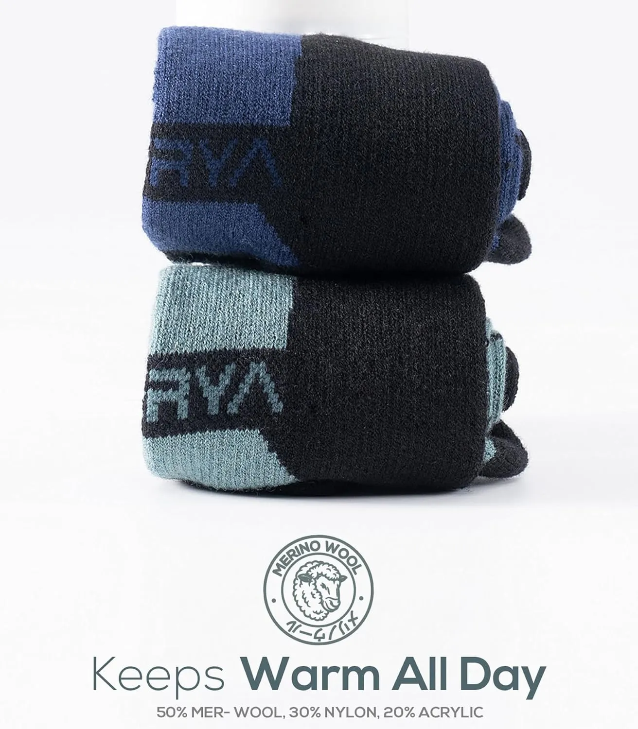Merino Wool Socks for Skiing, Snowboarding, Winter Outdoors, Over the Calf, Warm Thermal Socks for Cold Weather