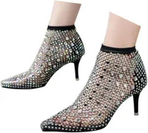 Mesh Flats for Women Comfortable Fishnet Summer Flats Slides Sandals Rhinestone Sandals for Women Dressy Boho Shoes Stiletto High Heel Casual Shoes Breathable