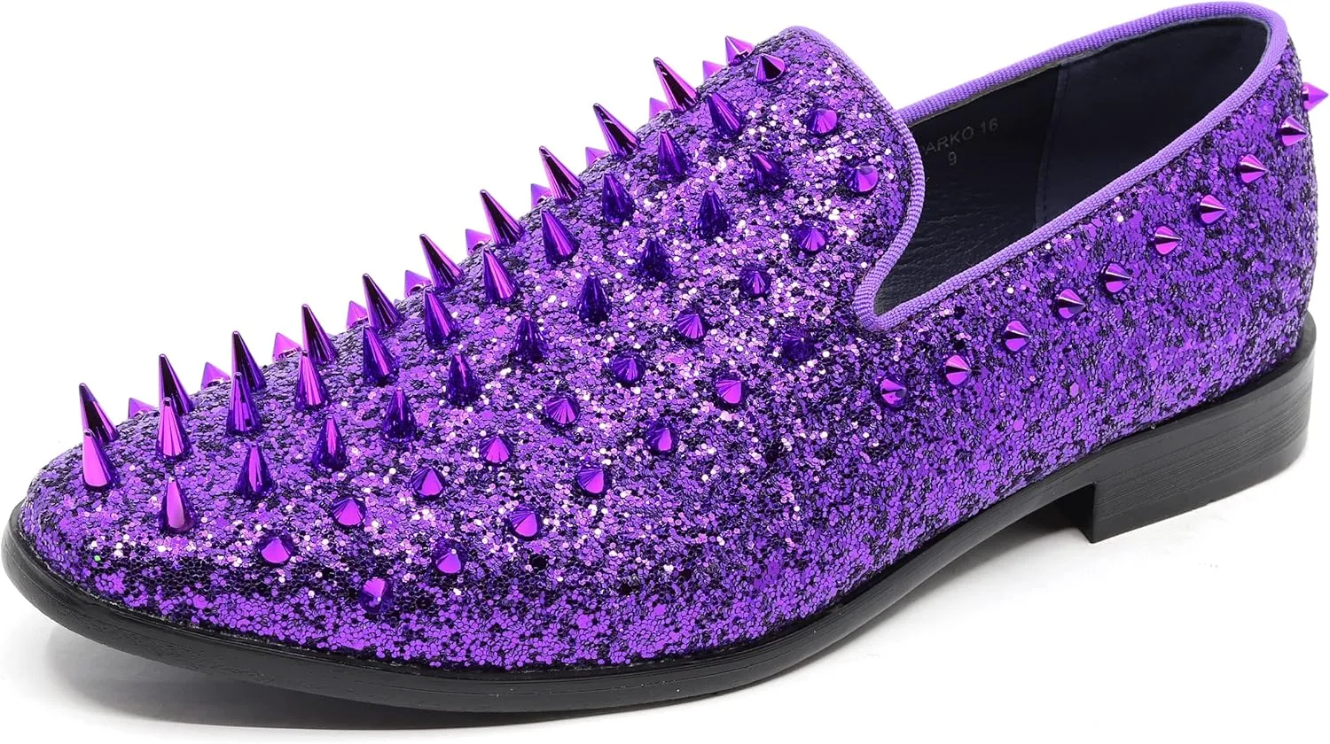 Metrocharm Men's Fashion Sparkly Smoking Spike Sequin Dress Tuxedo Loafers Slip On Shoes SM-16