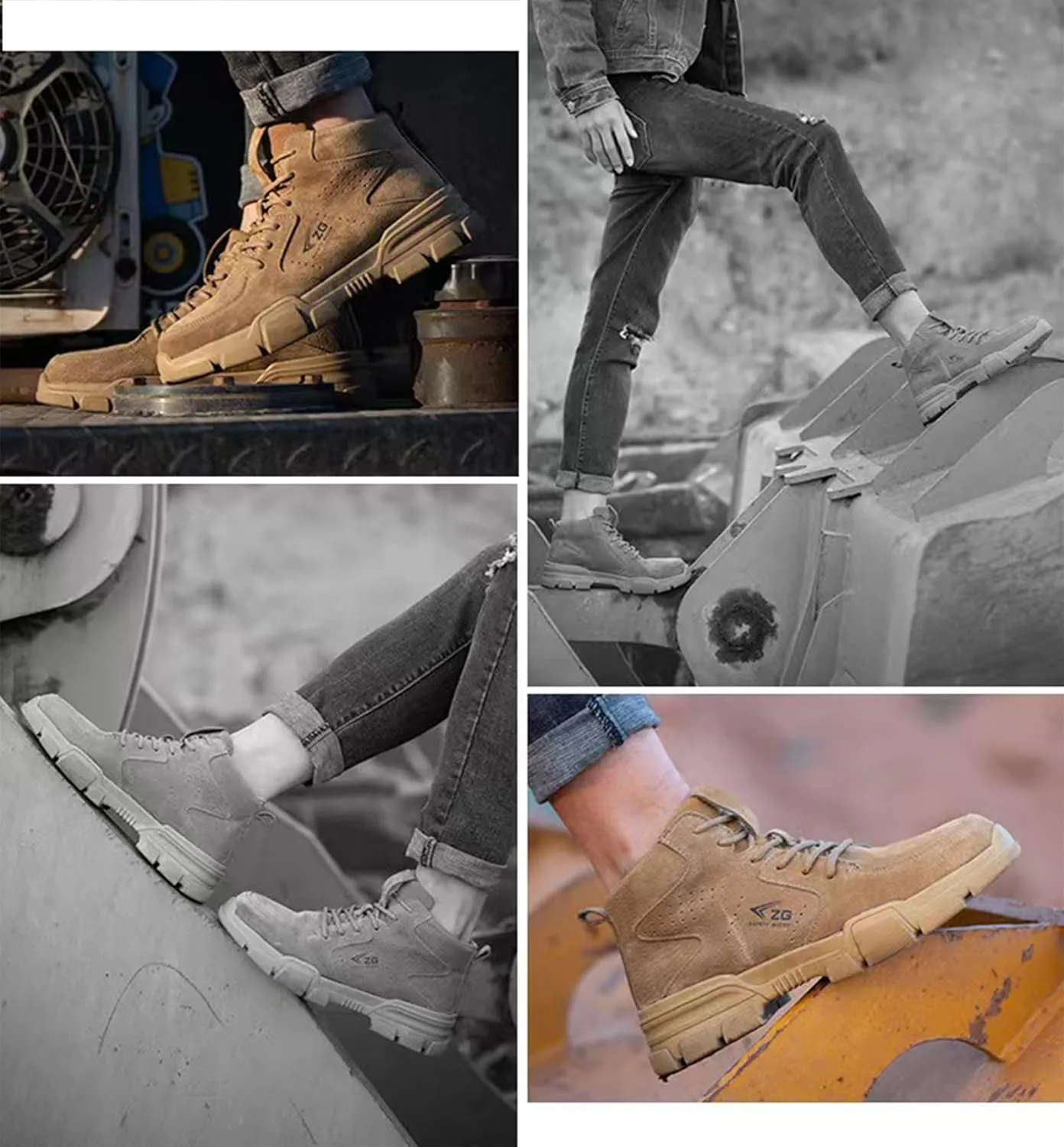 Micoklinlin Womens Steel Toe Shoes Lightweight Pigskin Welding Shoes Safety Shoes for Work Retro Casual Work Boots