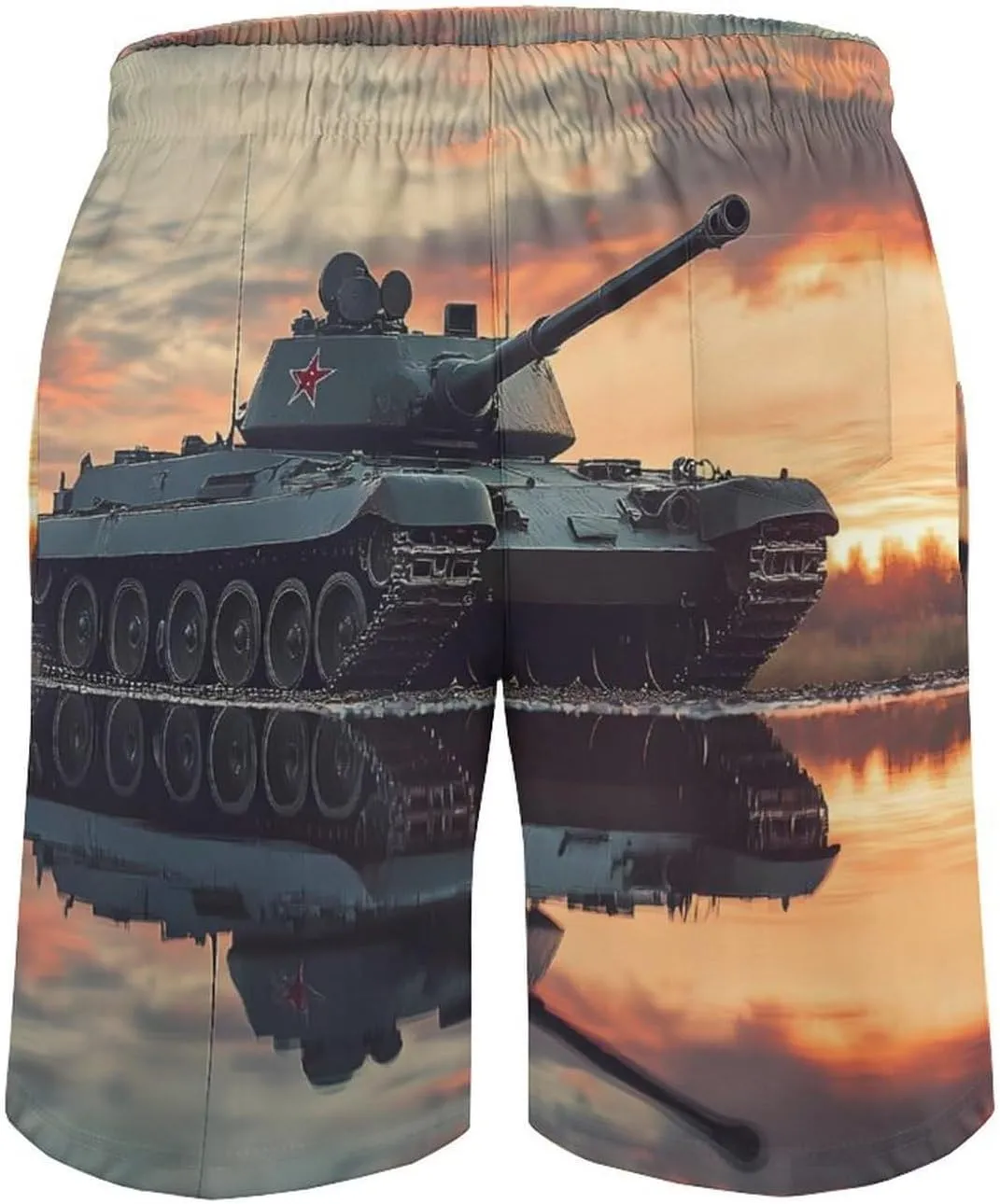 Military Tank Army Men's Swim Trunks Casual Bathing Suit Board Shorts Hawaiian Beach Swimwear Swim Shorts