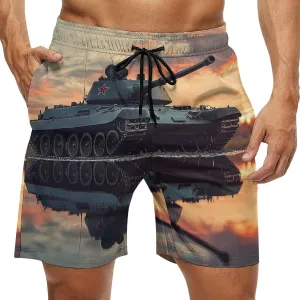 Military Tank Army Men's Swim Trunks Casual Bathing Suit Board Shorts Hawaiian Beach Swimwear Swim Shorts