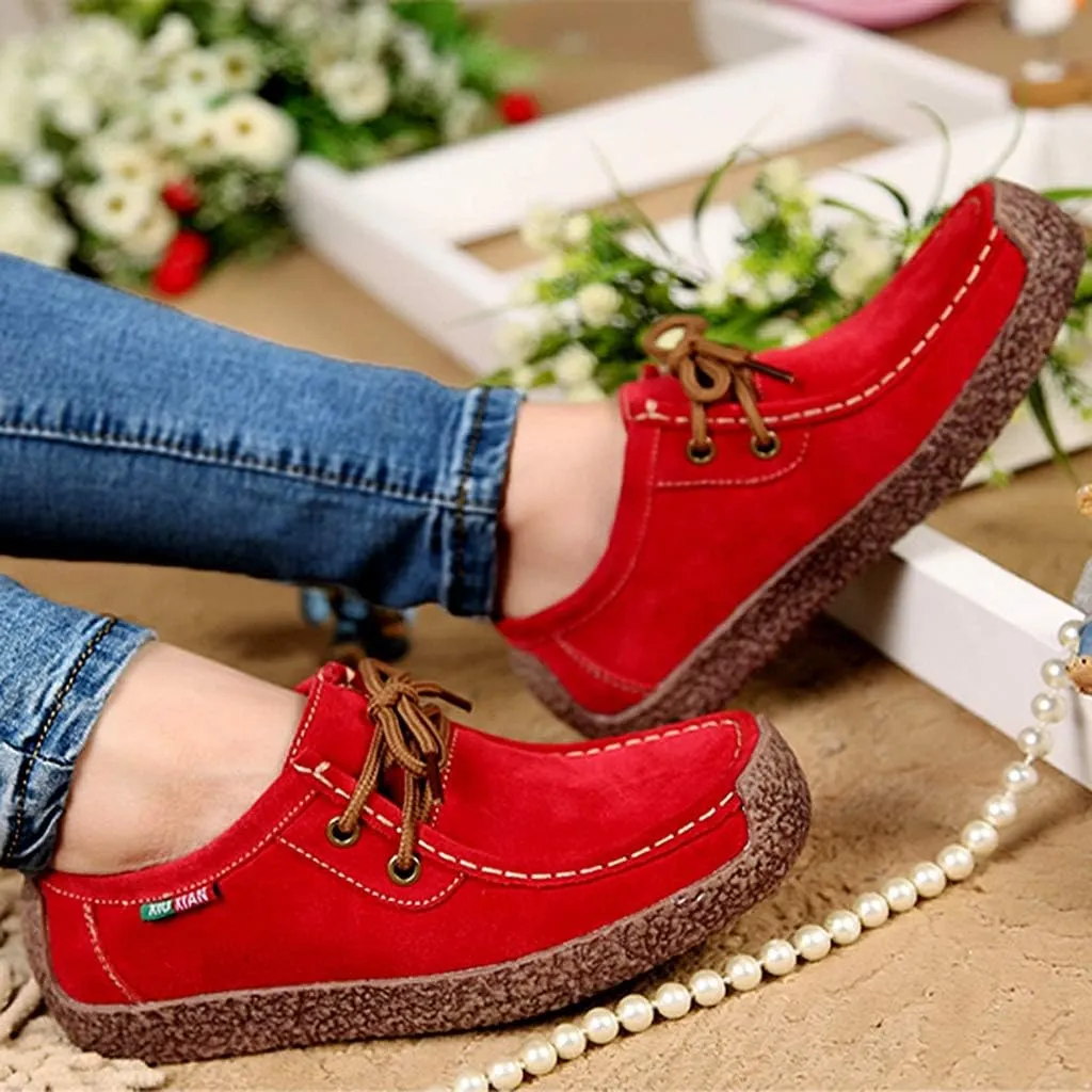 MIOKE Women's Casual Driving Loafers Moccasins Lace Up Breathable Comfortable Driver Flat Oxfords Shoes