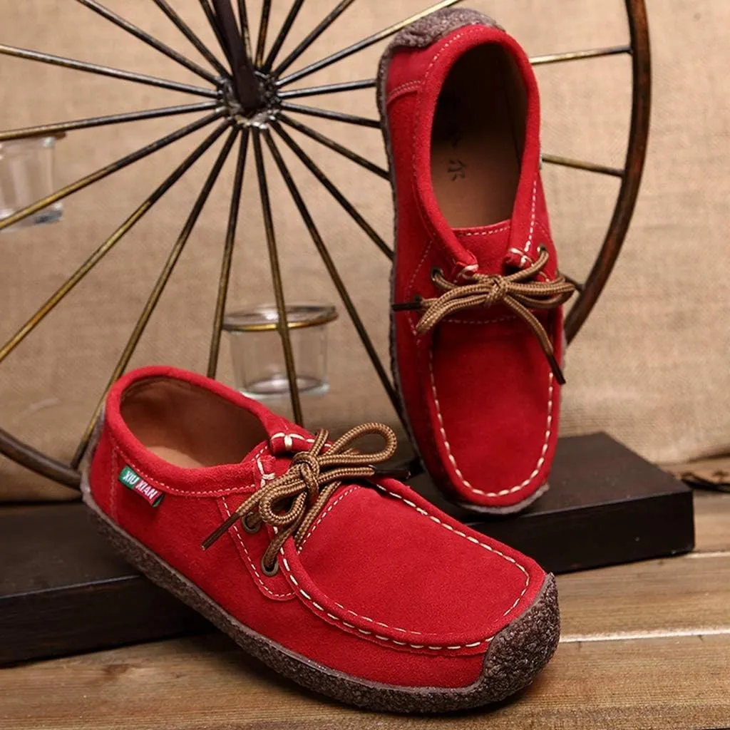 MIOKE Women's Casual Driving Loafers Moccasins Lace Up Breathable Comfortable Driver Flat Oxfords Shoes