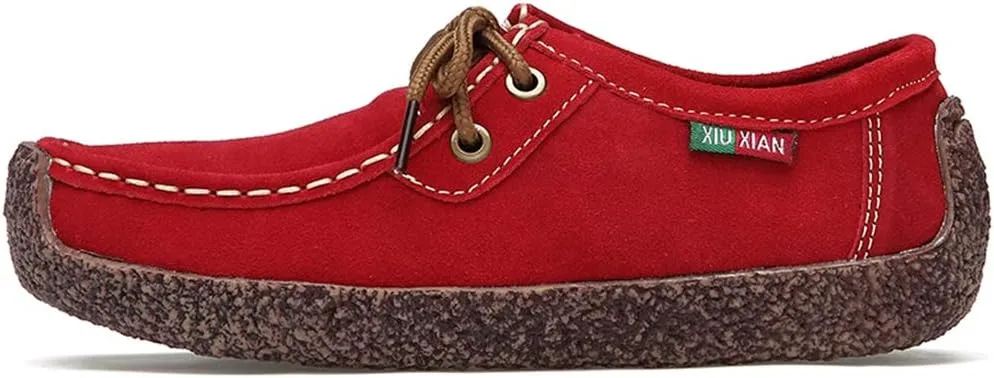 MIOKE Women's Casual Driving Loafers Moccasins Lace Up Breathable Comfortable Driver Flat Oxfords Shoes