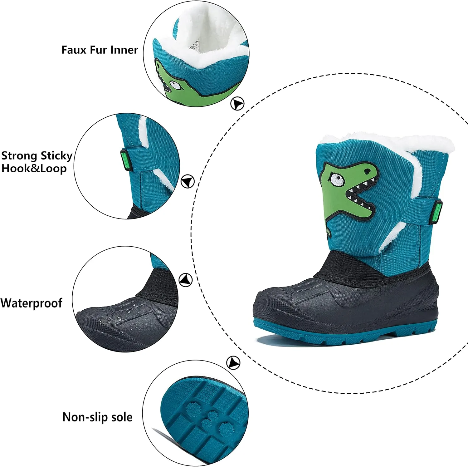 MORENDL Kids' Snow Boots Insulated Waterproof Fur Lined Warm Anti-Slip Winter Shoes for Boys and Girls Outdoor Walking(Toddler/Little Kid)