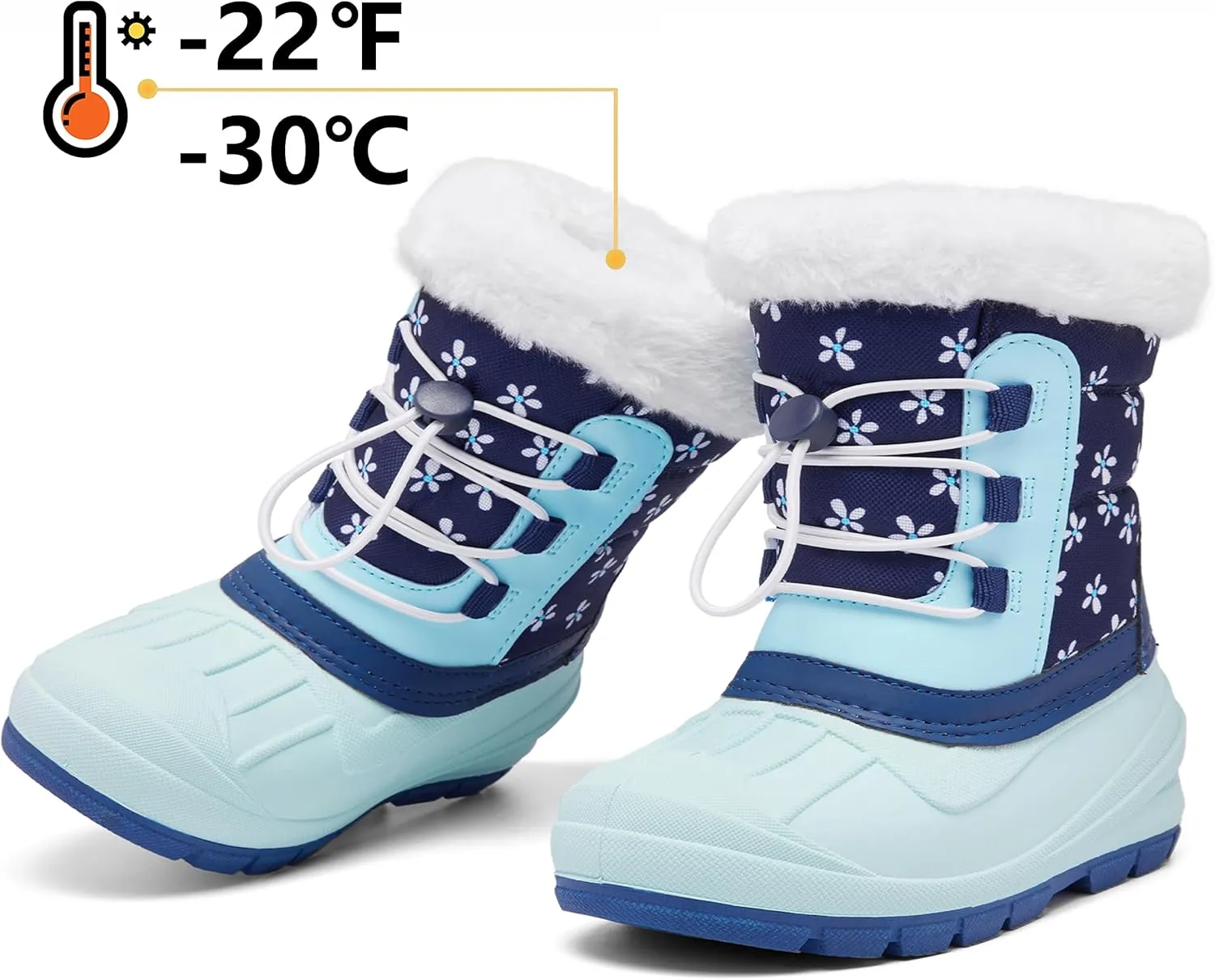 MORENDL Kids' Snow Boots Insulated Waterproof Fur Lined Warm Anti-Slip Winter Shoes for Boys and Girls Outdoor Walking(Toddler/Little Kid)