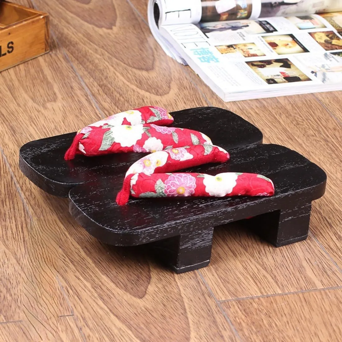 Multicolor Print Japanese Geta Wooden Summer Clogs Sandals Geta Wood Flip Flops Japan Traditional Shoes