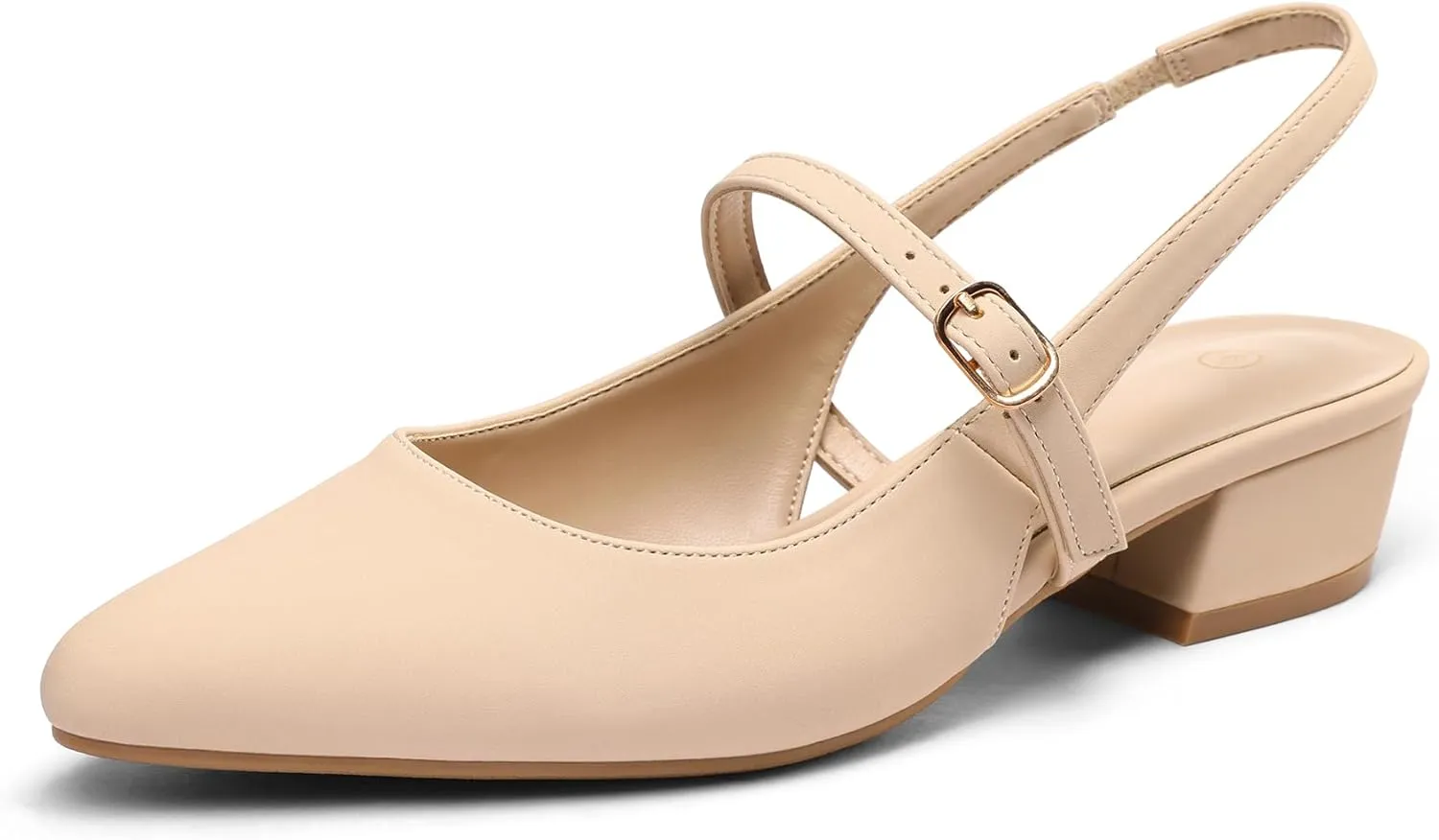 mysoft Women's Slingback Mary Jane Pumps Block Low Heel Adjustable Buckle Dress Shoes