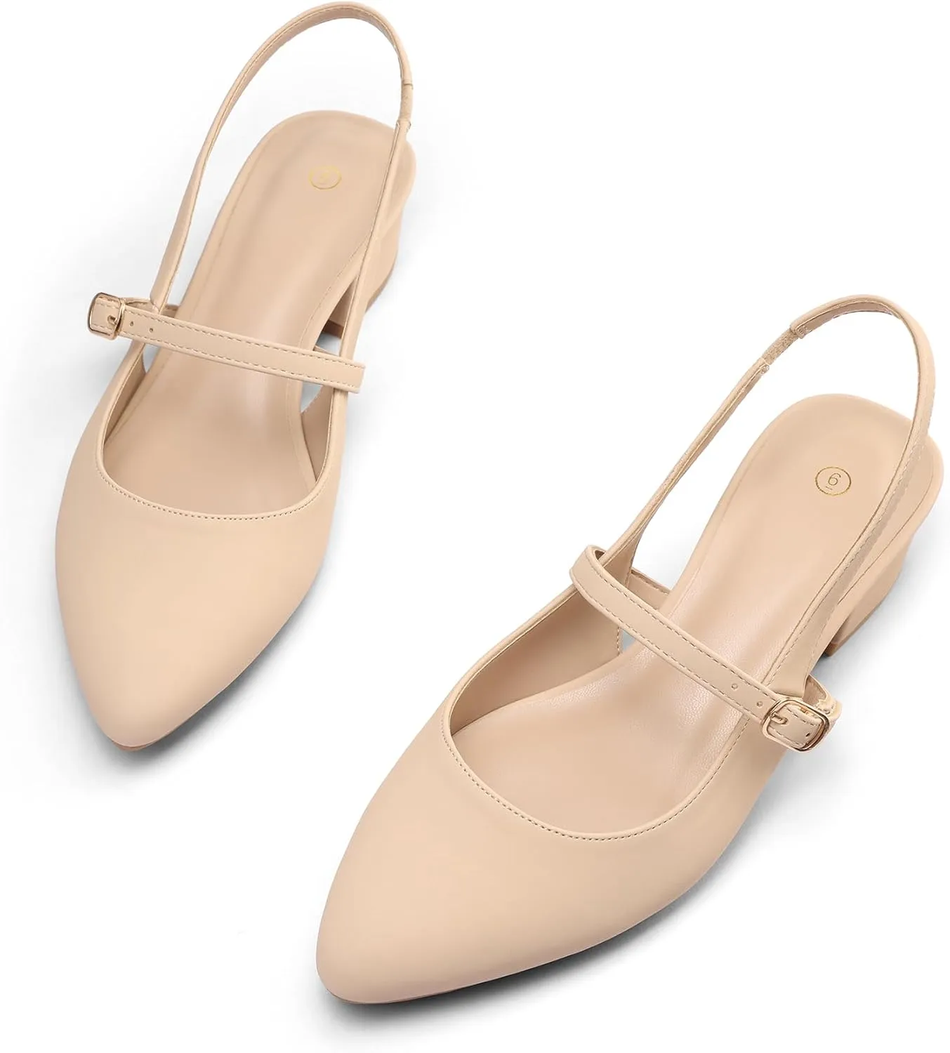 mysoft Women's Slingback Mary Jane Pumps Block Low Heel Adjustable Buckle Dress Shoes