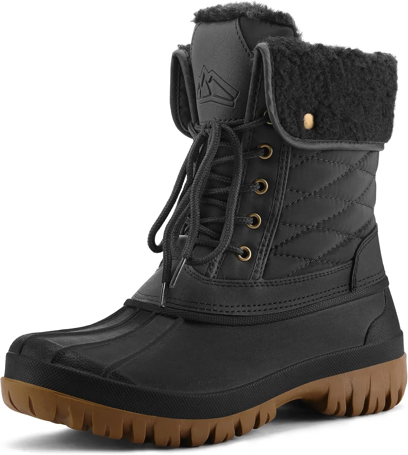 mysoft Women's Waterproof Snow Boots Insulated Warm, Lace-Up Winter Mid Calf Duck Boots for Outdoor