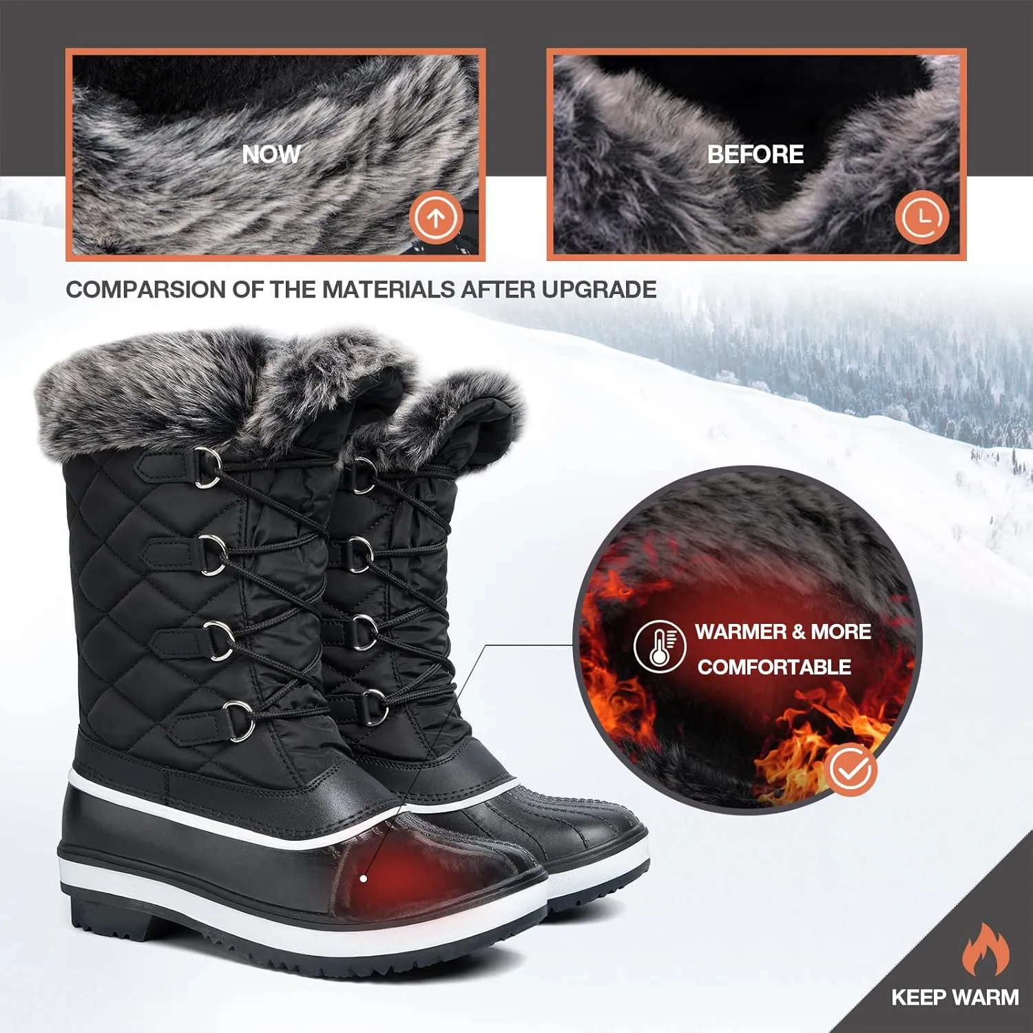 mysoft Women's Waterproof Winter Boots, Warm Insulated Snow Boots for Outdoor