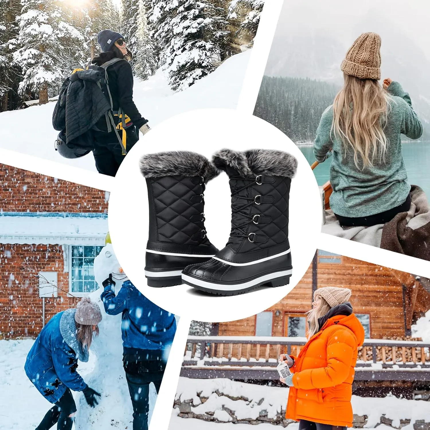 mysoft Women's Waterproof Winter Boots, Warm Insulated Snow Boots for Outdoor