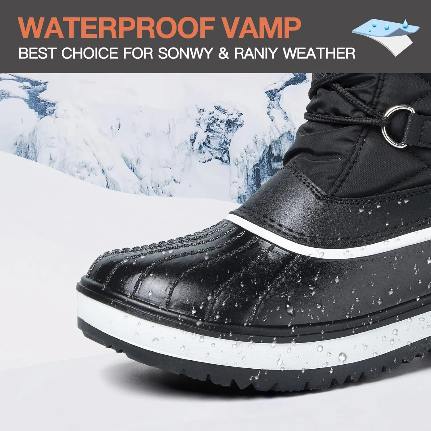 mysoft Women's Waterproof Winter Boots, Warm Insulated Snow Boots for Outdoor
