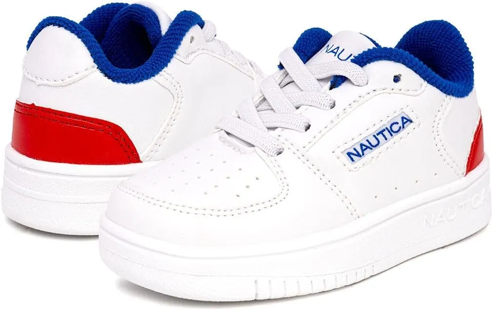 Nautica Boys Girls Casual Fashion Shoes – Comfortable Soccer Classic Walking Tennis Sneakers for Kids – Breathable, Lightweight & Flexible (Lace Up/Bungee) (Low-Top/High Top)