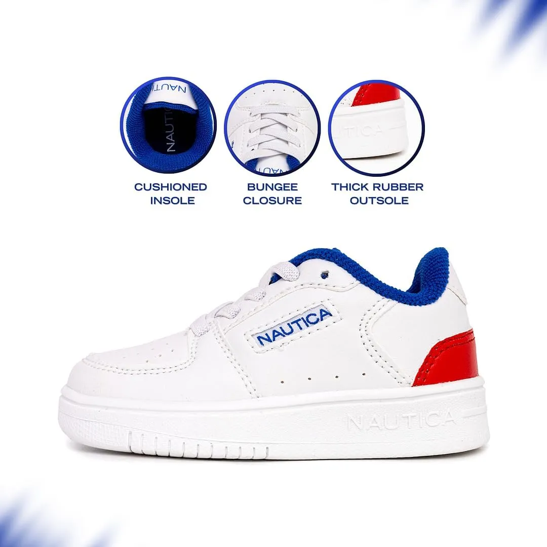 Nautica Boys Girls Casual Fashion Shoes – Comfortable Soccer Classic Walking Tennis Sneakers for Kids – Breathable, Lightweight & Flexible (Lace Up/Bungee) (Low-Top/High Top)