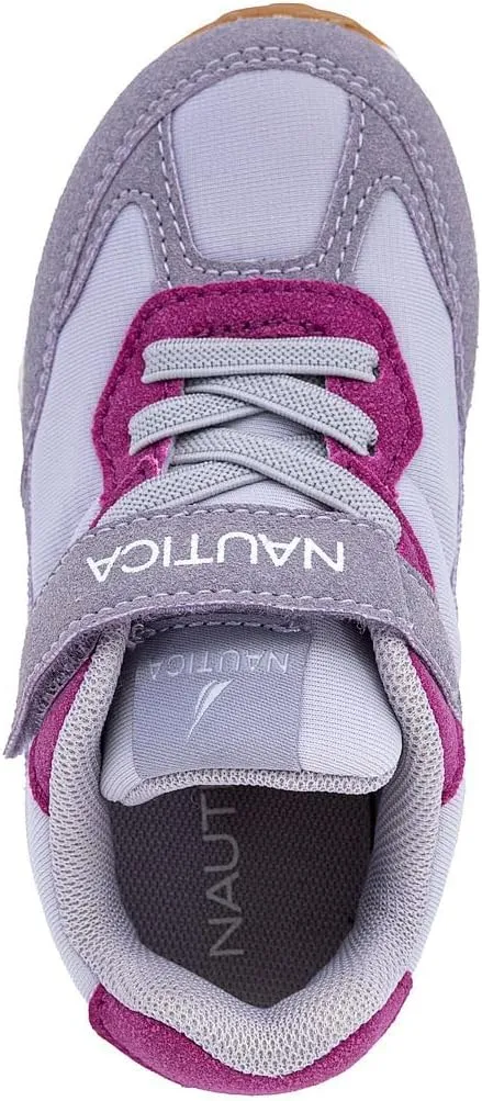 Nautica Kids Girls Athletic Sneakers - Comfortable Running Shoes with Adjustable Hook-and-Loop Strap, Toddler/Little Kid Sizes