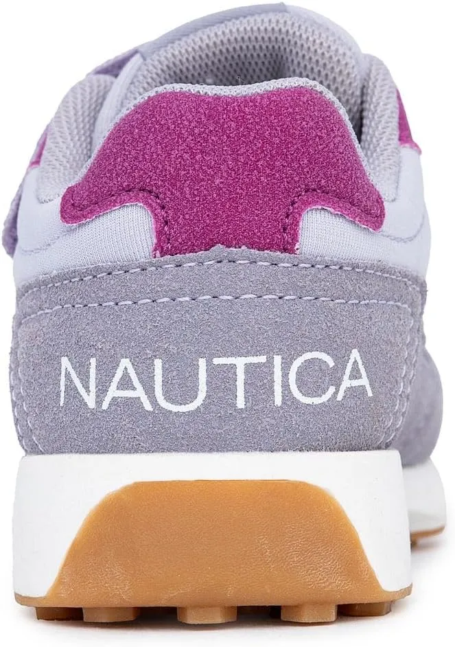 Nautica Kids Girls Athletic Sneakers - Comfortable Running Shoes with Adjustable Hook-and-Loop Strap, Toddler/Little Kid Sizes