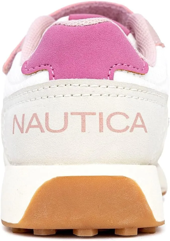 Nautica Kids Girls Athletic Sneakers - Comfortable Running Shoes with Adjustable Hook-and-Loop Strap, Toddler/Little Kid Sizes
