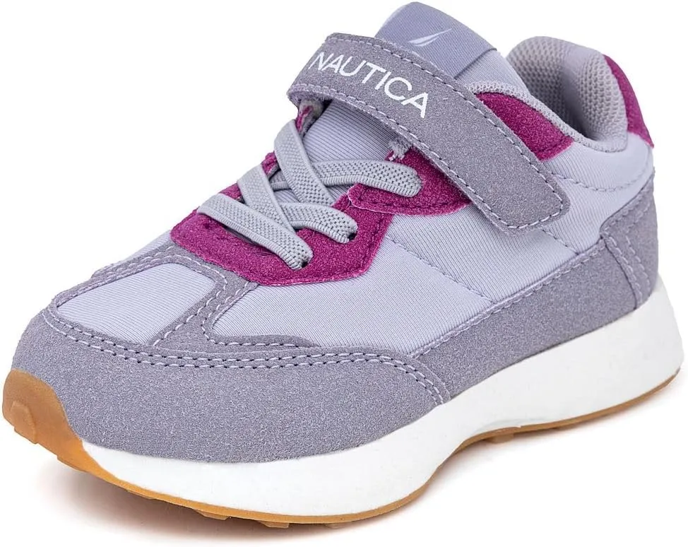 Nautica Kids Girls Athletic Sneakers - Comfortable Running Shoes with Adjustable Hook-and-Loop Strap, Toddler/Little Kid Sizes