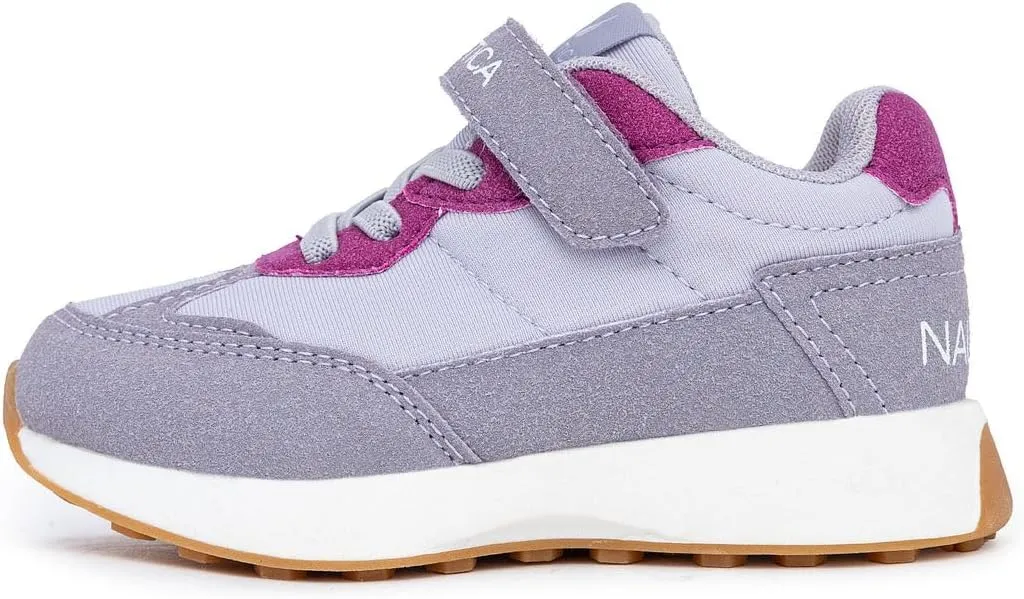 Nautica Kids Girls Athletic Sneakers - Comfortable Running Shoes with Adjustable Hook-and-Loop Strap, Toddler/Little Kid Sizes