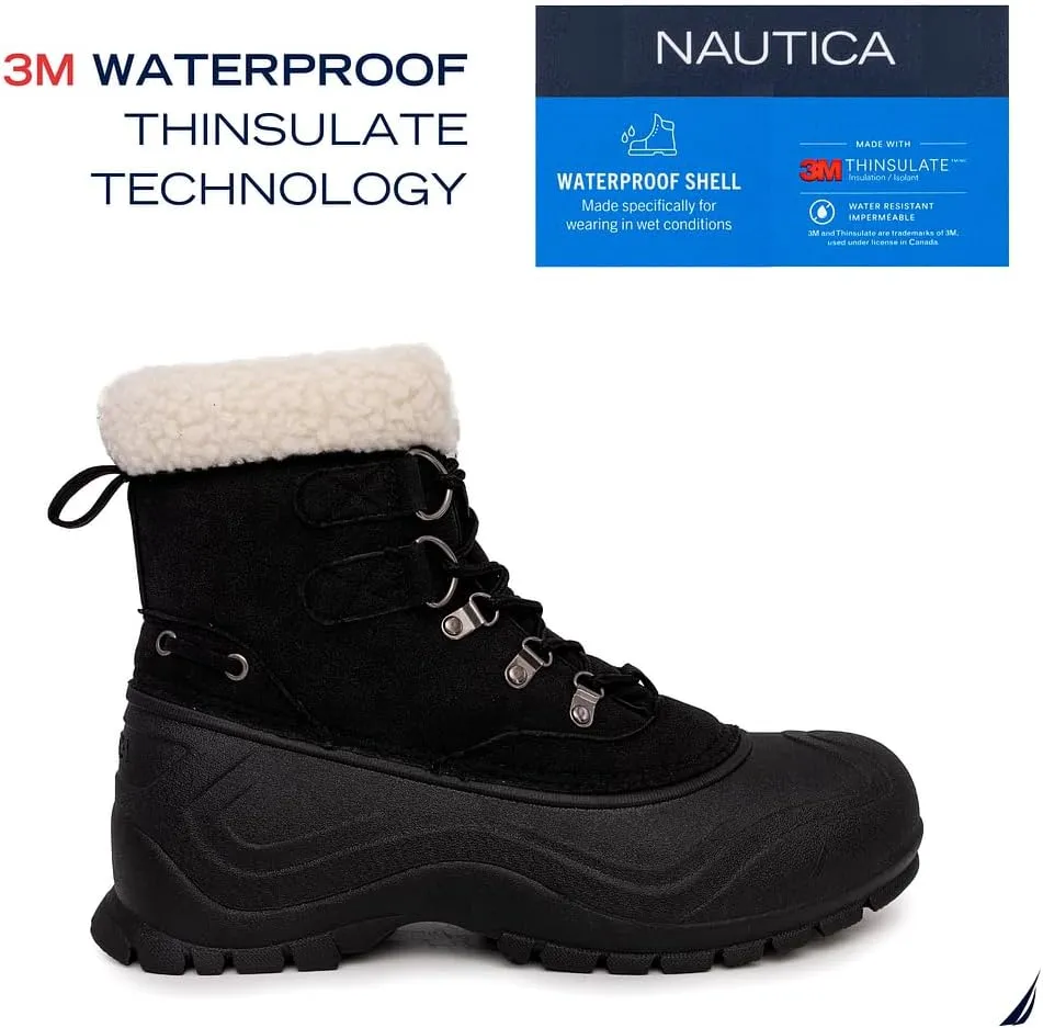 Nautica Mens Duck Boots Waterproof Shell Insulated Snow & Rain Boot -Lace-Up Winter Shoe- Channing (Wide/Medium Width)