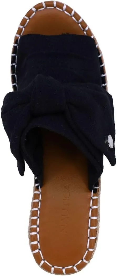 Nautica Women's Espadrille Wedges for Women Platform Sandals – Slip-On Knot Bow Summer Shoes with Woven Rope Heel