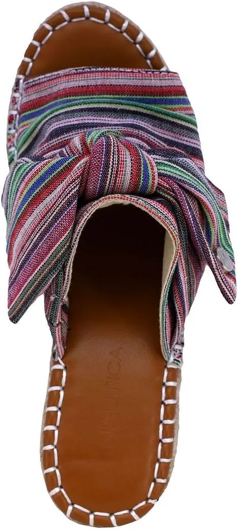 Nautica Women's Espadrille Wedges for Women Platform Sandals – Slip-On Knot Bow Summer Shoes with Woven Rope Heel