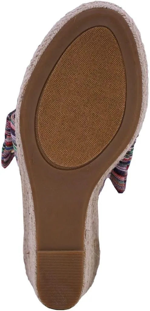 Nautica Women's Espadrille Wedges for Women Platform Sandals – Slip-On Knot Bow Summer Shoes with Woven Rope Heel