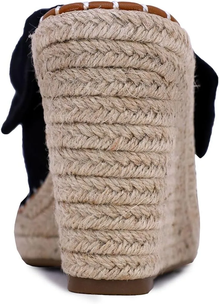 Nautica Women's Espadrille Wedges for Women Platform Sandals – Slip-On Knot Bow Summer Shoes with Woven Rope Heel
