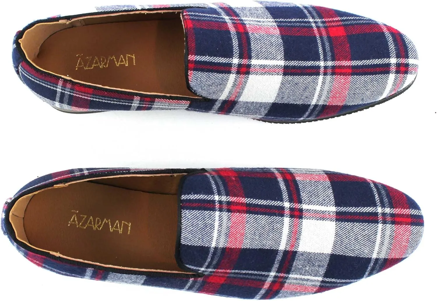 New Men's Plaid Checkered Slip on Loafers Modern Dress Shoes Azar