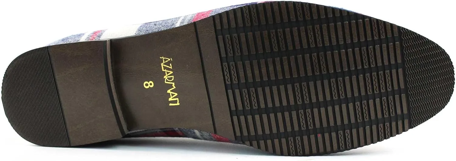 New Men's Plaid Checkered Slip on Loafers Modern Dress Shoes Azar