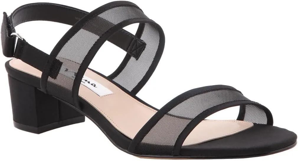 NINA Ganice - Women's Mesh Block Low-Heel Hook & Loop Dressy Sandal Shoes- Elegant and Comfortable Womens's heeled Sandals - Casual and Dress