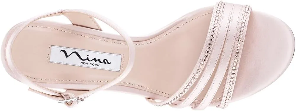 NINA Nelena - Women's Sparkling Dress Sandals with Crystal Embellishments Shoes - Elegant and Comfortable heeled Sandals for Women - Casual and Dress - Women Shoes