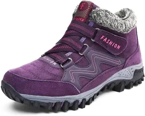 Nobrandd Women's Winter Thermal Villi Leather Platform Fashion high top Boots Purple