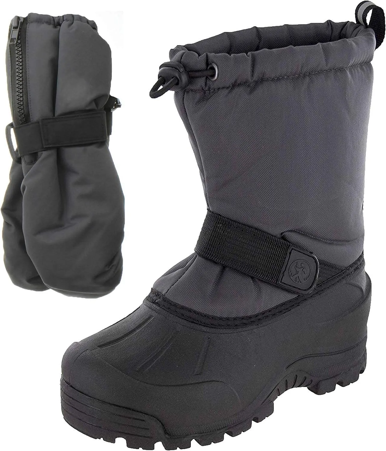 Northside Frosty Snow Boot, Gray, 9 M US Toddler with Matching Mittens