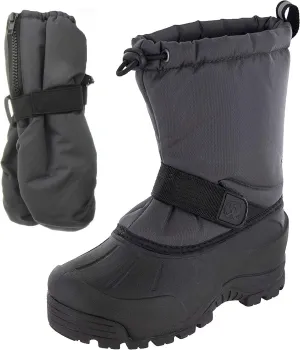 Northside Frosty Snow Boot, Gray, 9 M US Toddler with Matching Mittens