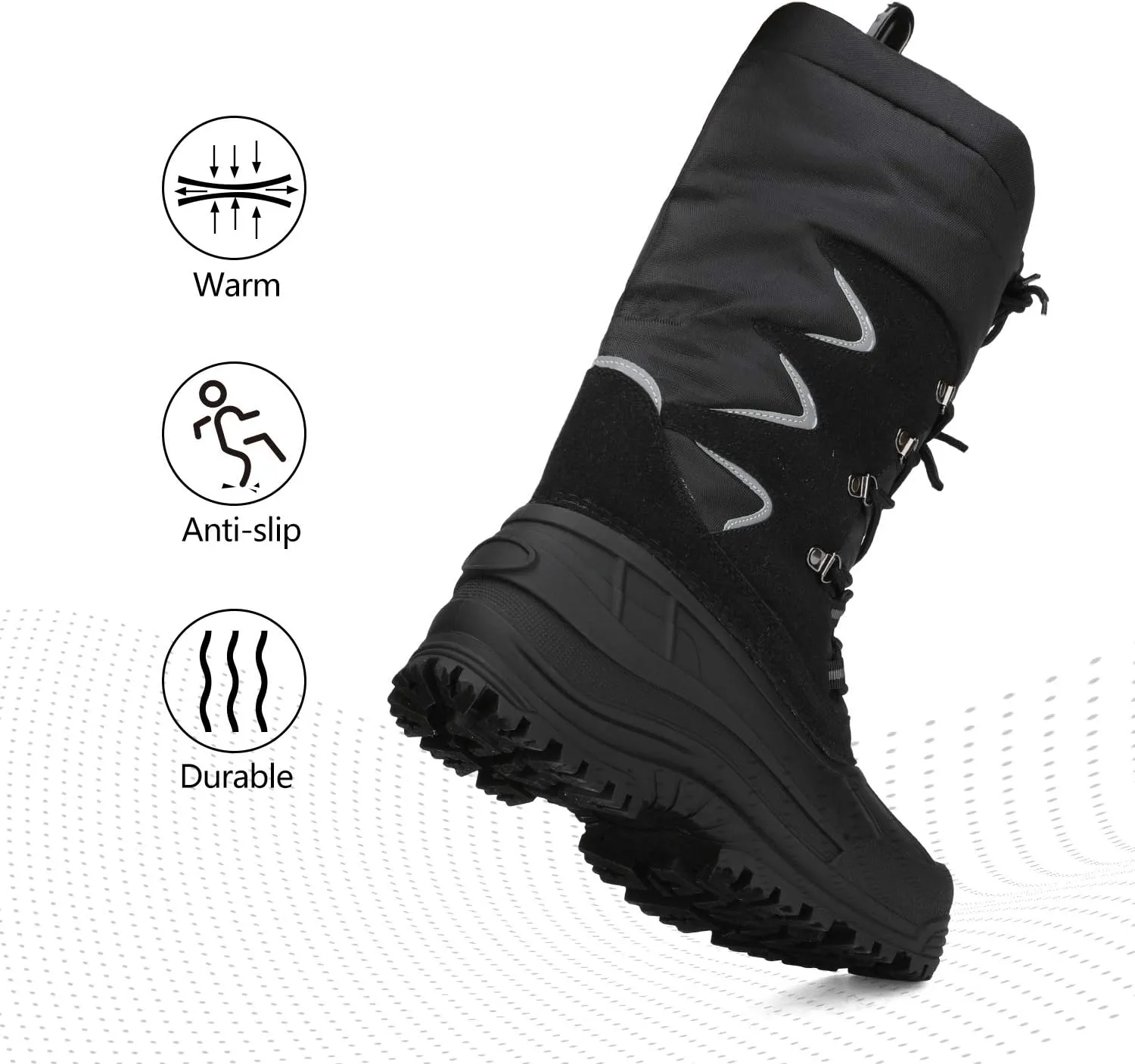 NORTIV 8 Men's Waterproof Hiking Winter Snow Boots Insulated Fur Liner Lightweight Outdoor Tall Boots