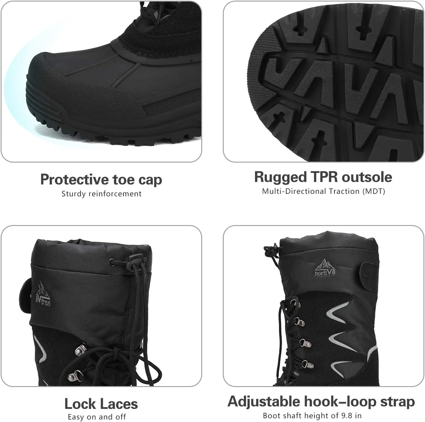NORTIV 8 Men's Waterproof Hiking Winter Snow Boots Insulated Fur Liner Lightweight Outdoor Tall Boots